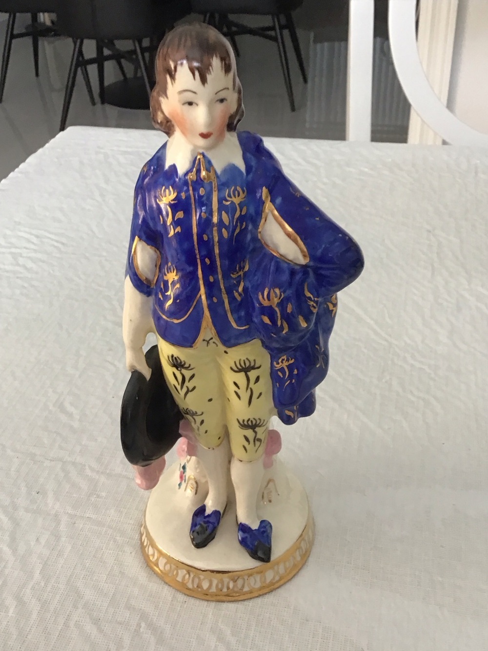 Vintage Blue and Cream Porcelain Figurine Decorative Home Art #137